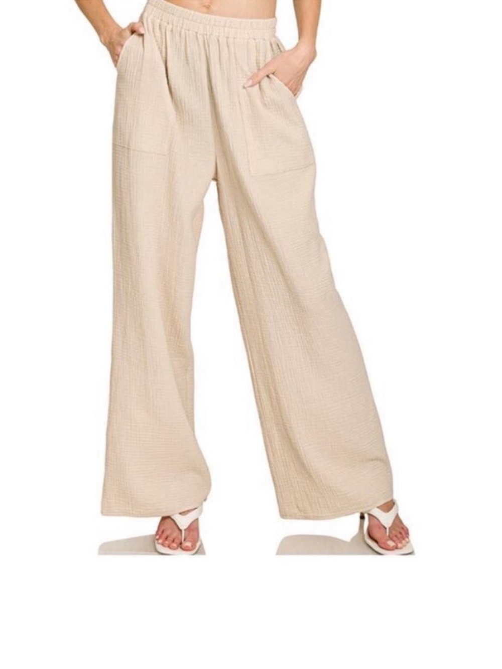 Zenana Wide-Leg Cotton Guaze pants